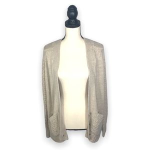 Zara Knit Beige Cable Knit Long Sleeve Cardigan Size Medium